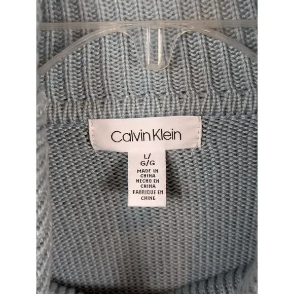Calvin Klein Relaxed Cowl Neck Knit Sweater Blue Women's Size Large - Picture 5 of 15